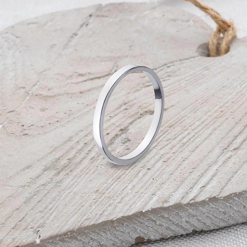 2 mm Silver Flat Band Ring