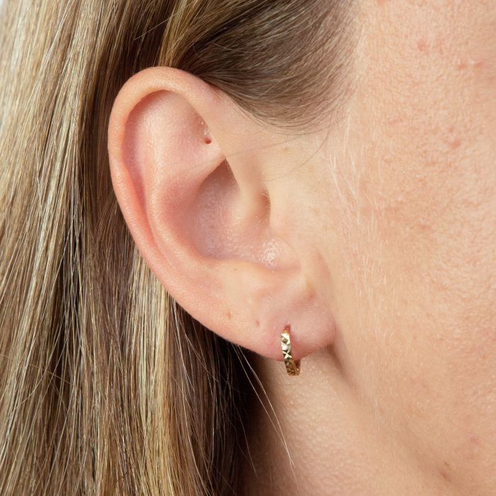 9ct Gold Diamond Cut Huggie Earrings - Image 2