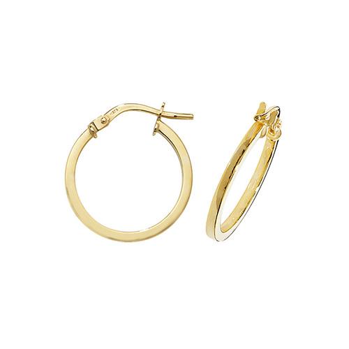 9ct Gold Ladies Hoop Earrings 15 mm
