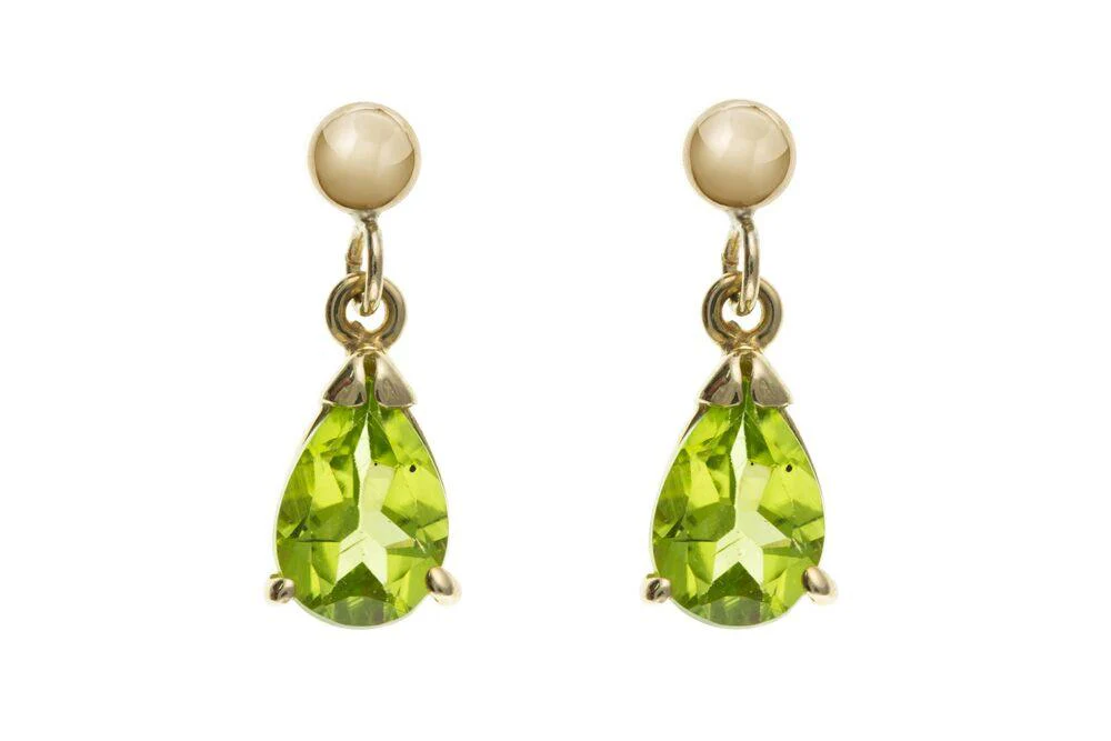 9ct Gold Teardrop Peridot Drop Earrings