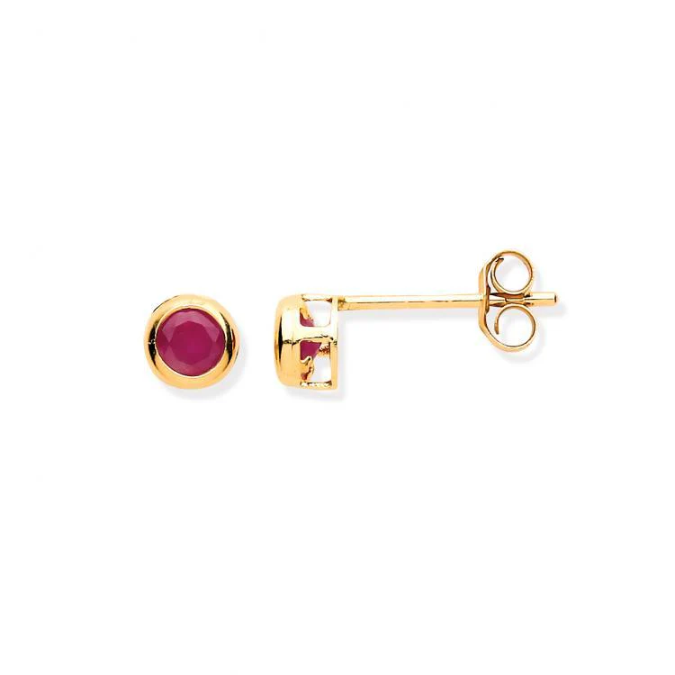 9ct Ruby Rubover Stud Earrings