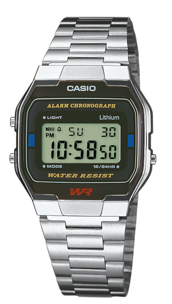 Casio Silver Tone Vintage Retro Unisex Digital Watch A163WA-1QES