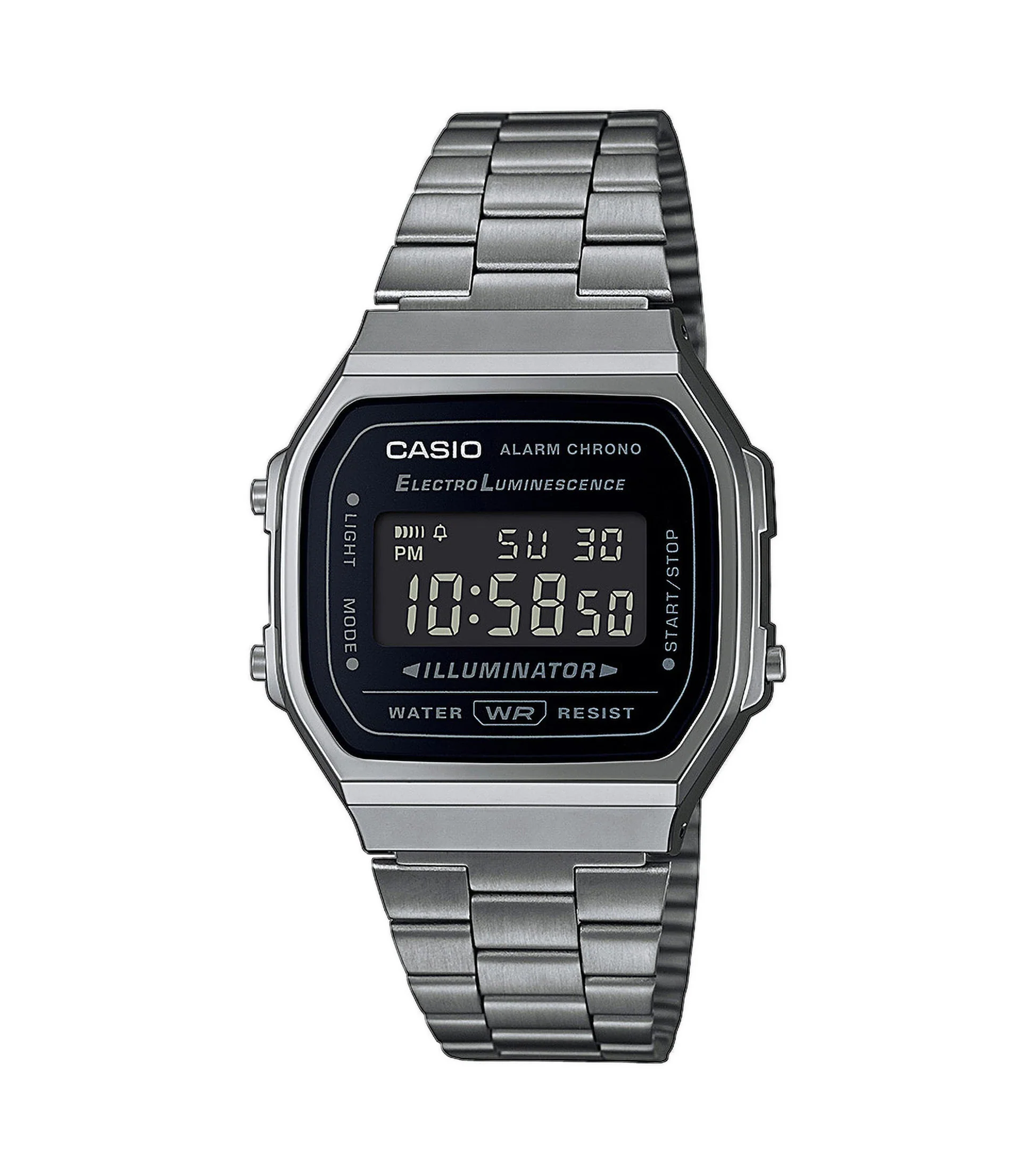Casio Unisex Digital Watch with Black Dial and Grey Bracelet A168WEGG-1BEF