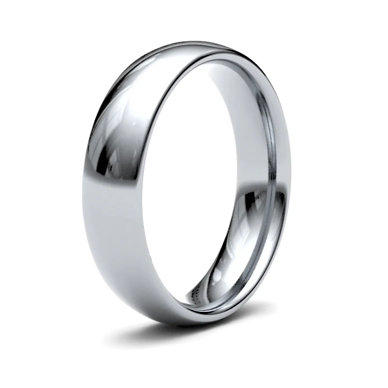 Court Shaped Palladium 950 Wedding Ring 5 mm Wide - Image 2