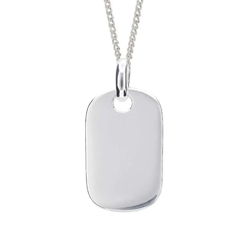 Engravable Silver Rounded Dog Tag Pendant
