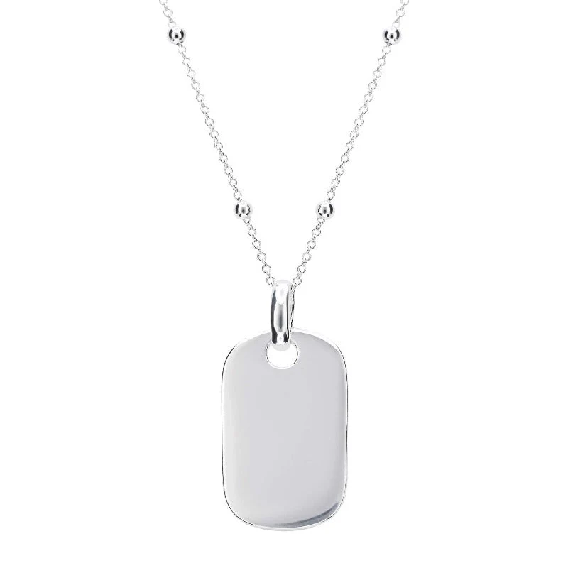 Engravable Silver Rounded Dog Tag Pendant - Image 2