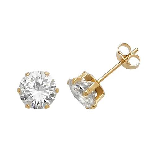 Gold 6 mm CZ Stud Earrings