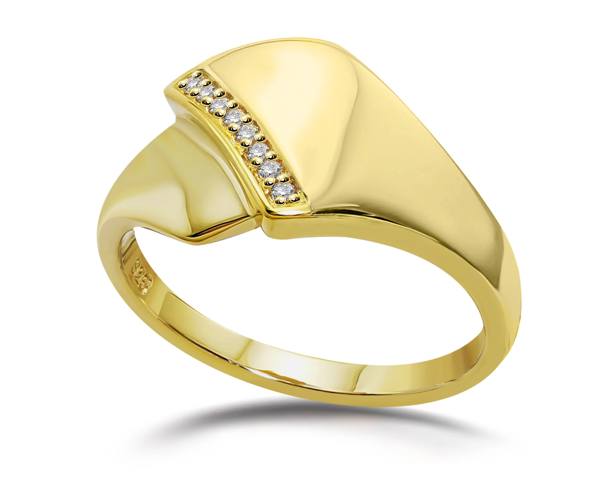 Gold Plated Silver & Cubic Zirconia Band Ladies Ring