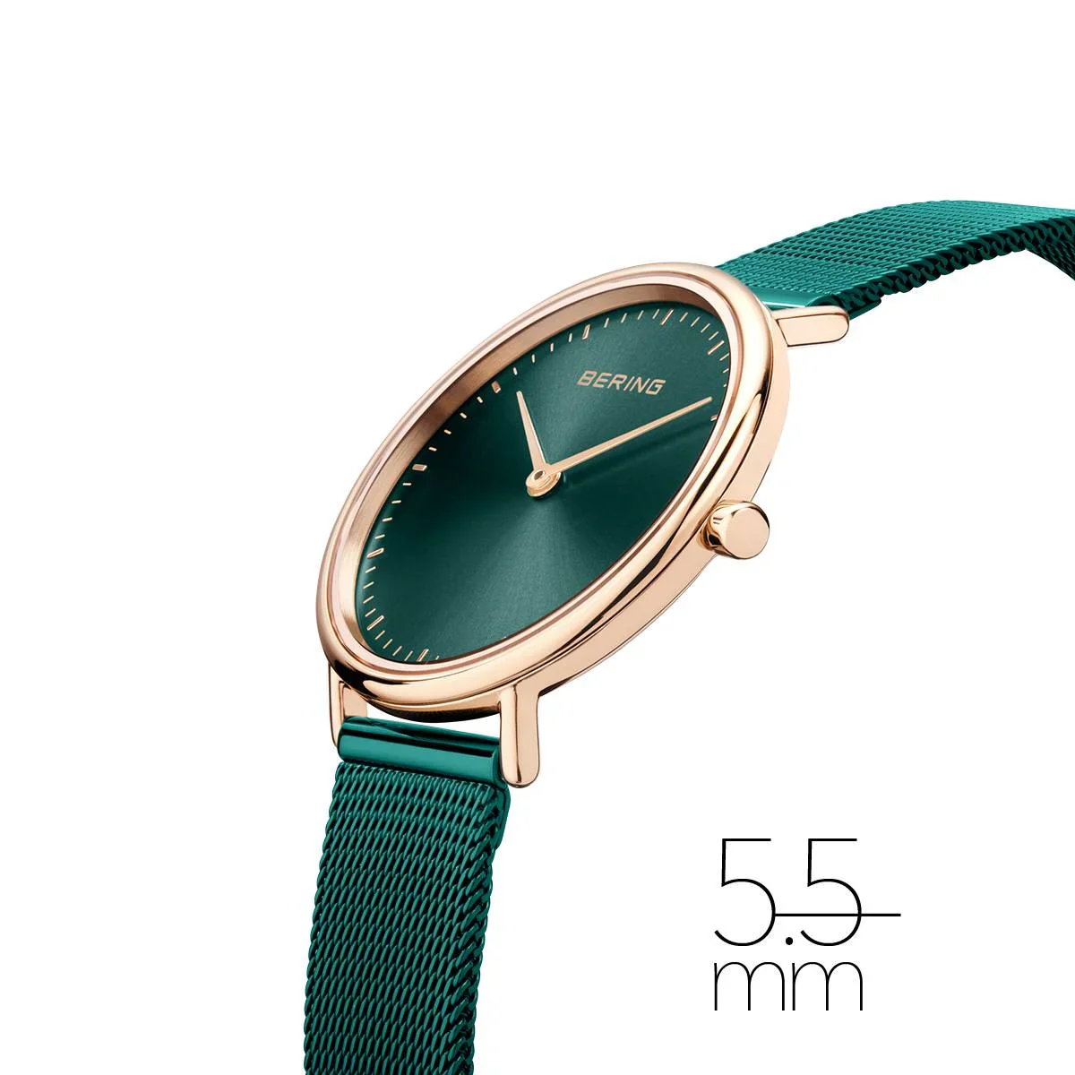Ladies Rose Gold and Green Bering Watch 15729-868 - Image 2