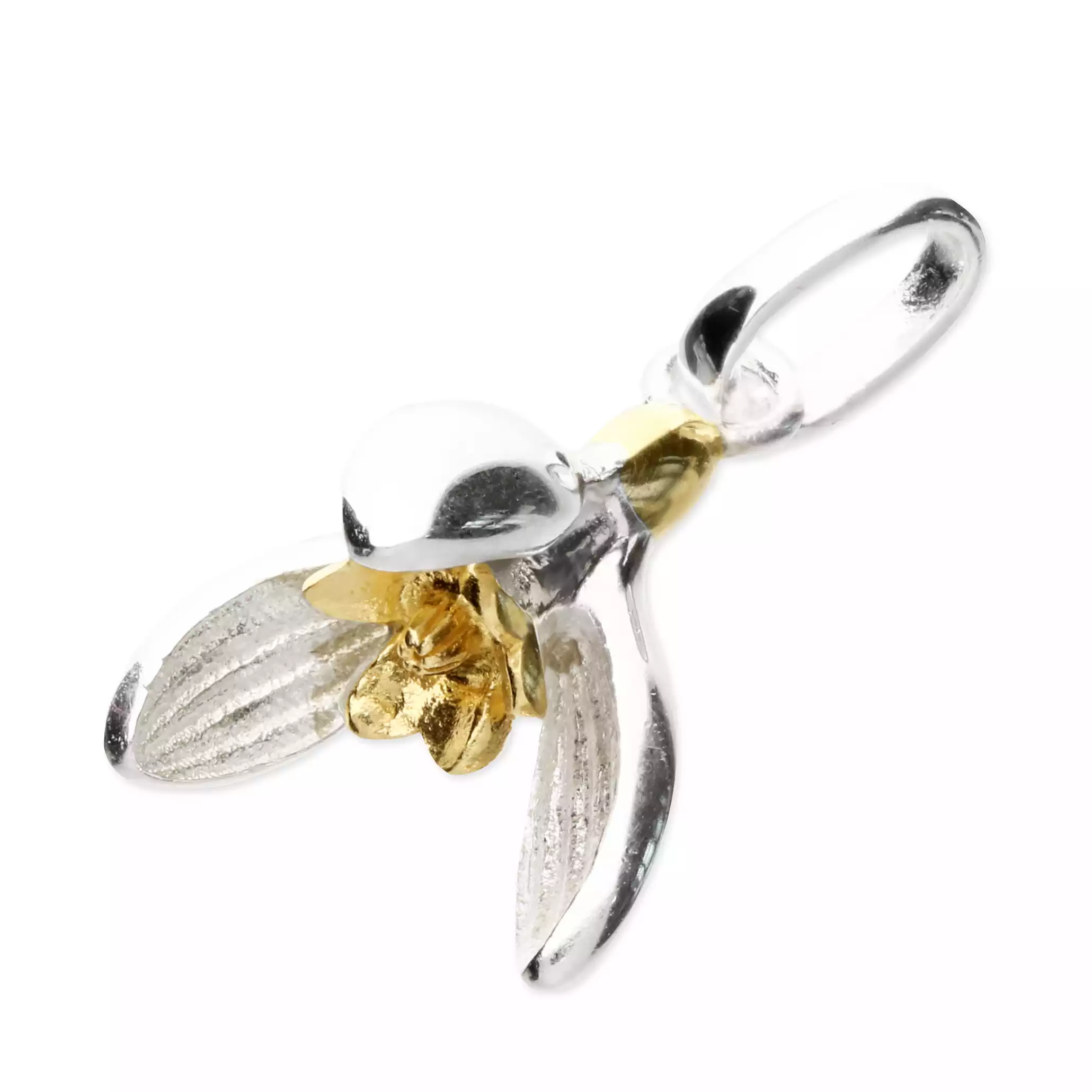 Ladies' Silver and Gold-Plated Snowdrop January Birthmonth Flower Pendant