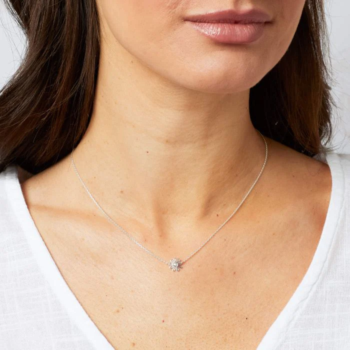 Laura Ashley Silver and CZ Daisy Necklace - Image 2