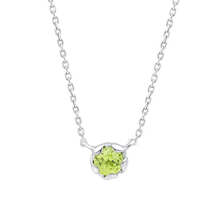 Laura Ashley Silver Petal Peridot Necklace