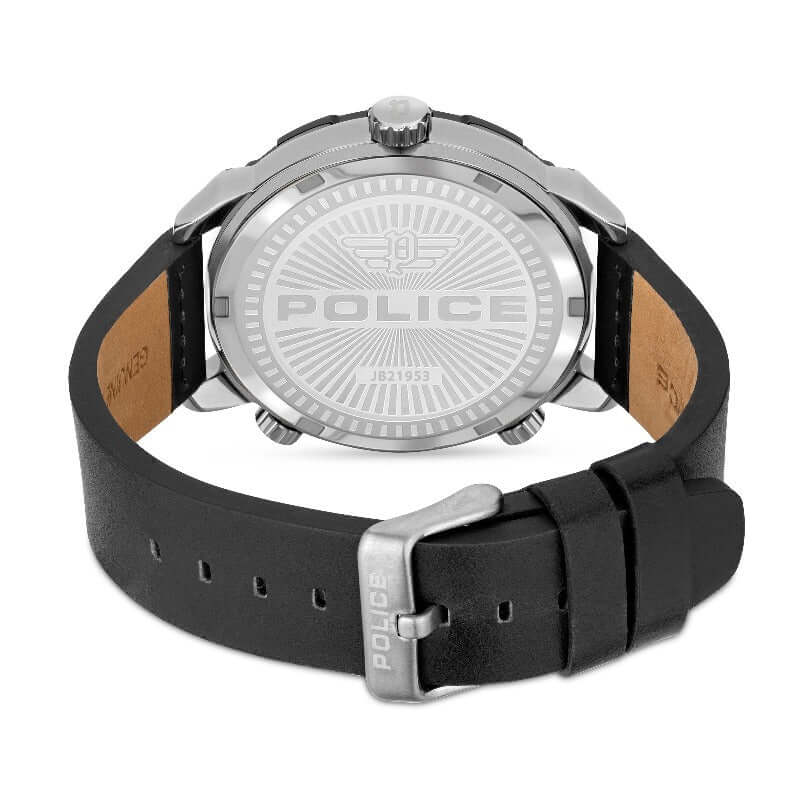 Men's Police Ray Multi Dial Black Leather Strap Watch - Image 3