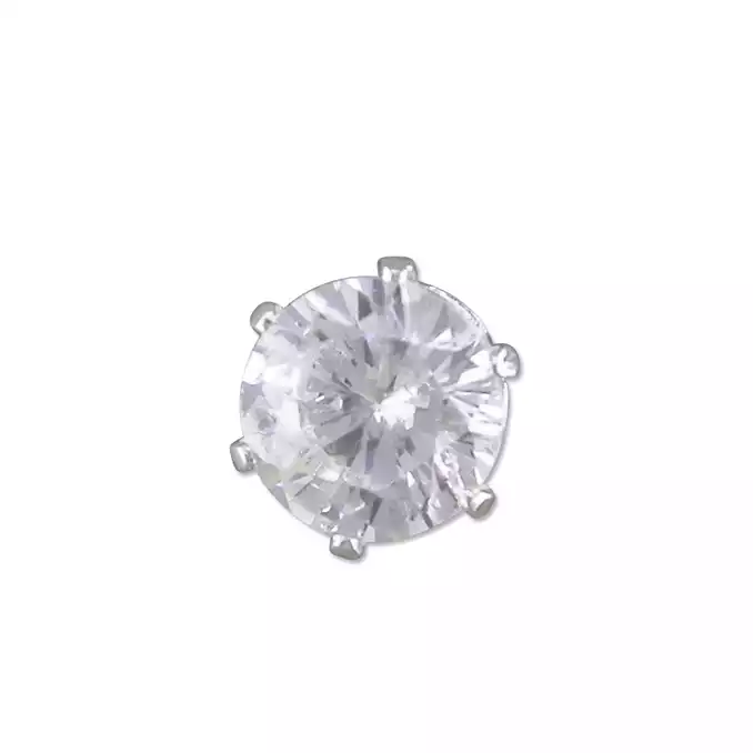 Men's Silver Single Stud Earring 8 mm CZ