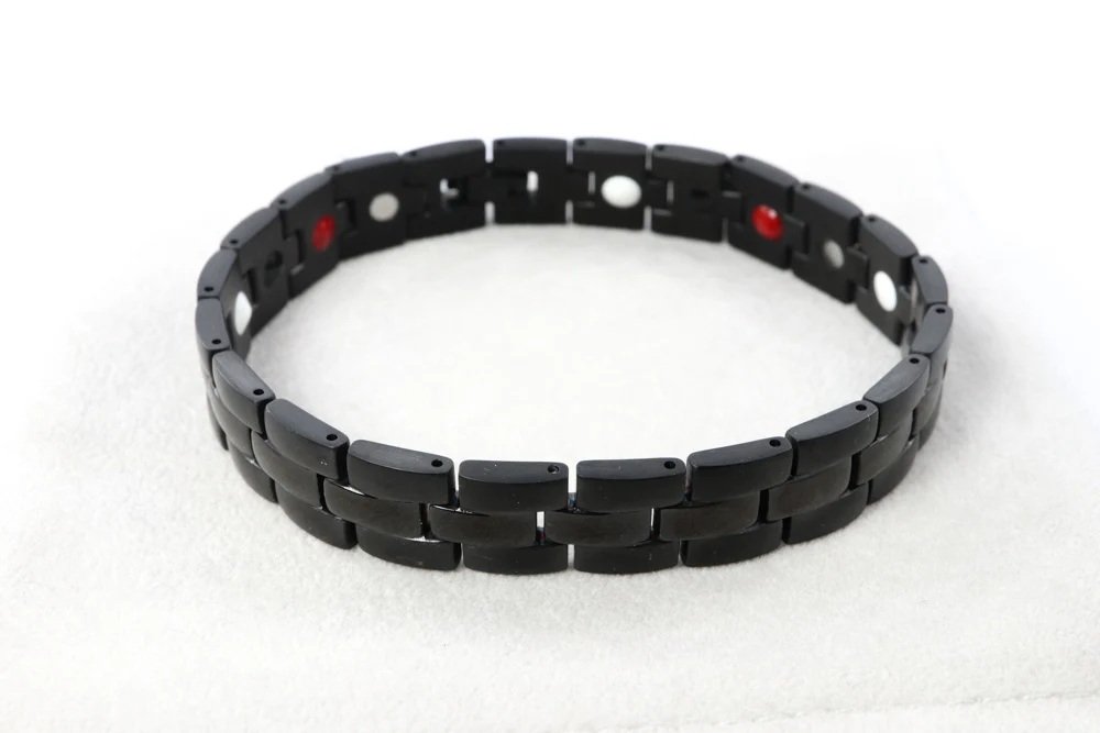Men's Stainless Steel Magnetic Bracelet in Black - Image 2