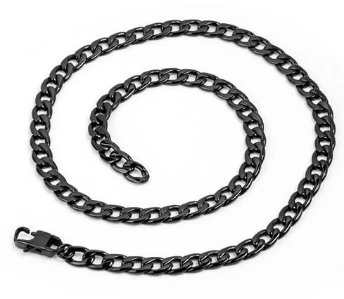 Men's Steel Necklace with Polished Black IP Plating - Image 3