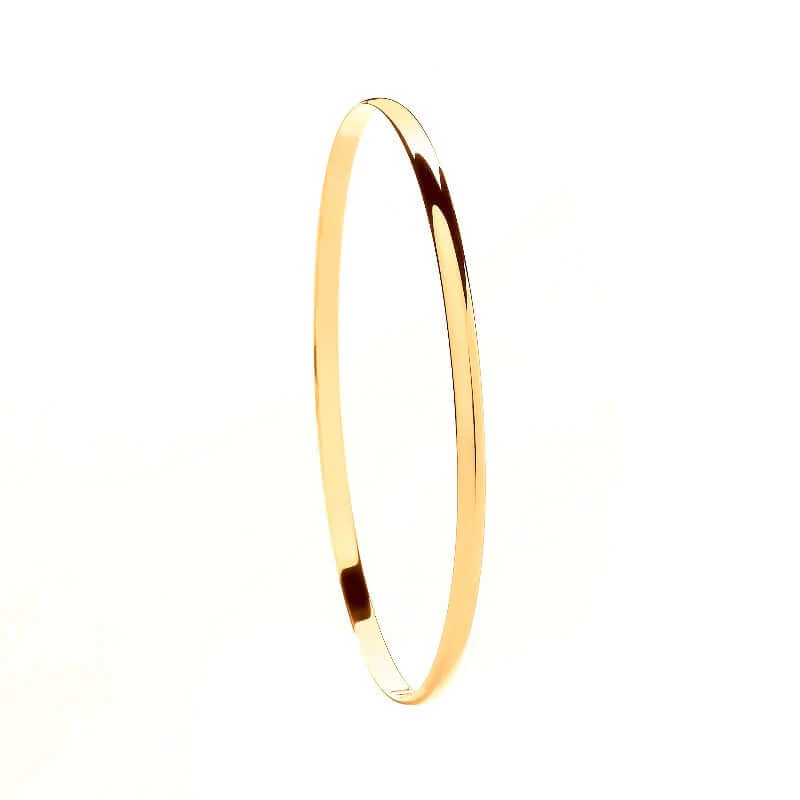 Plain Solid Gold D-Shape Ladies Bangle