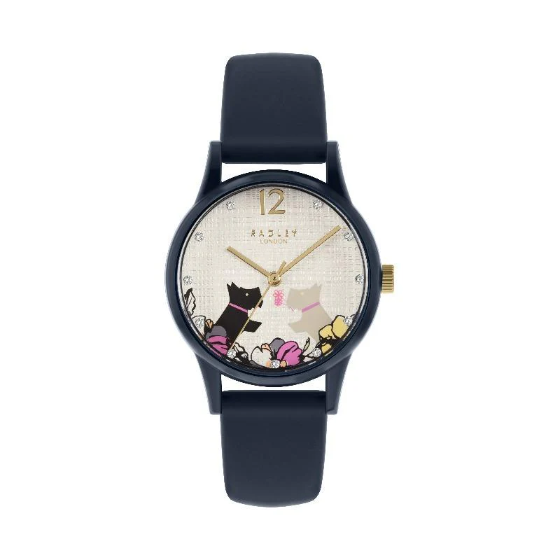 Radley Ladies Watch Navy Silicone Floral Dog Dial RY2983