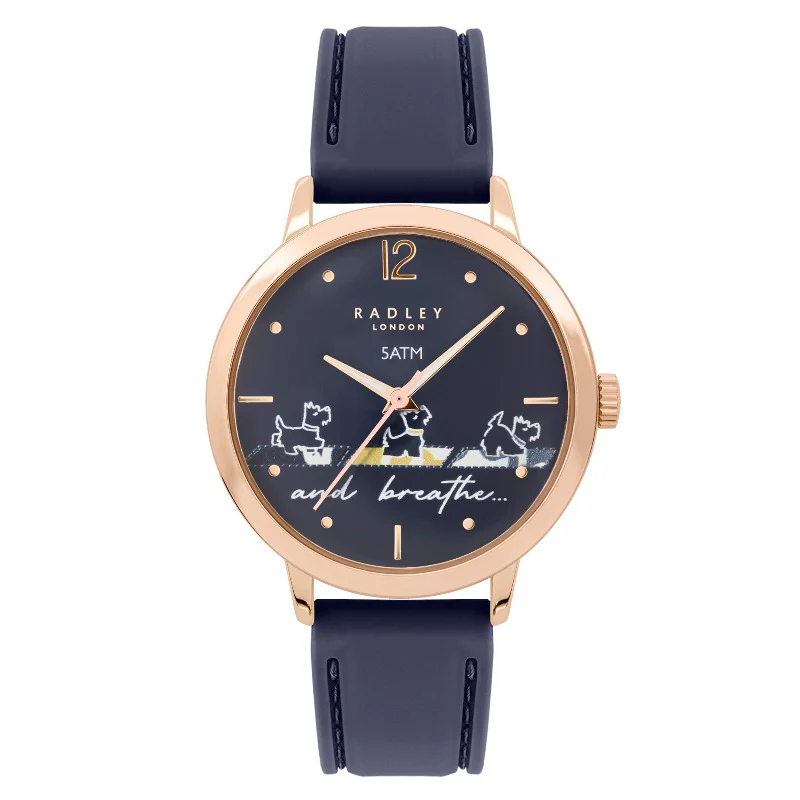 Radley Yoga Dog Ladies Watch Navy Silicone Strap RY21612