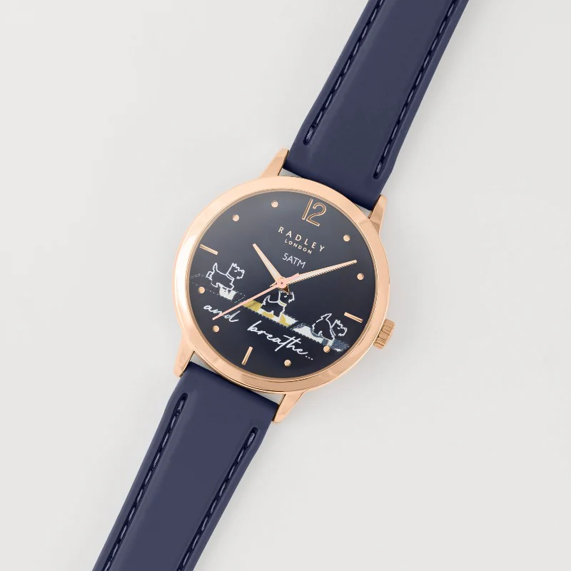 Radley Yoga Dog Ladies Watch Navy Silicone Strap RY21612 - Image 2