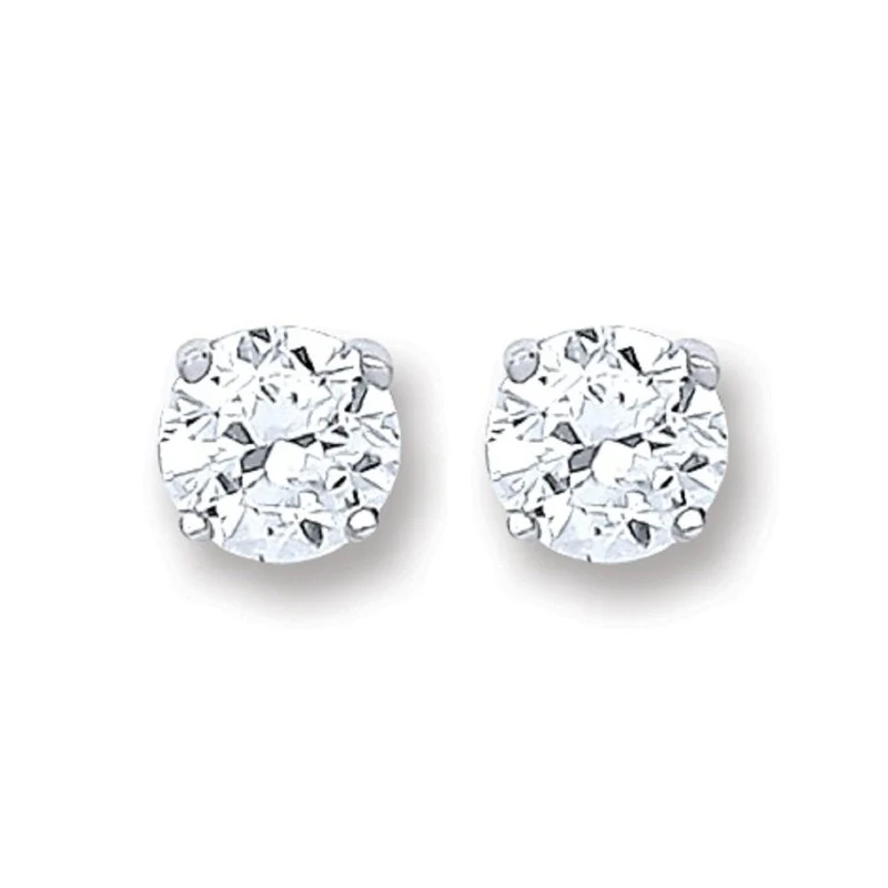 Silver 4 mm CZ Stud Earrings