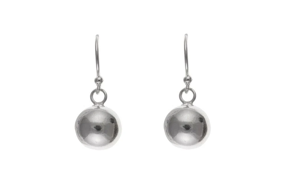 Silver 8 mm Ball Drop Earrings