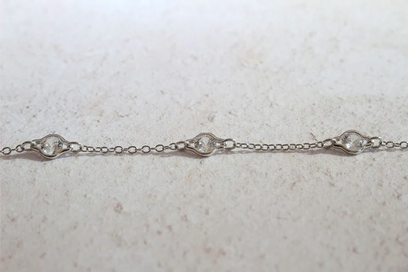 Silver and Cubic Zirconia Station Bracelet - Image 3