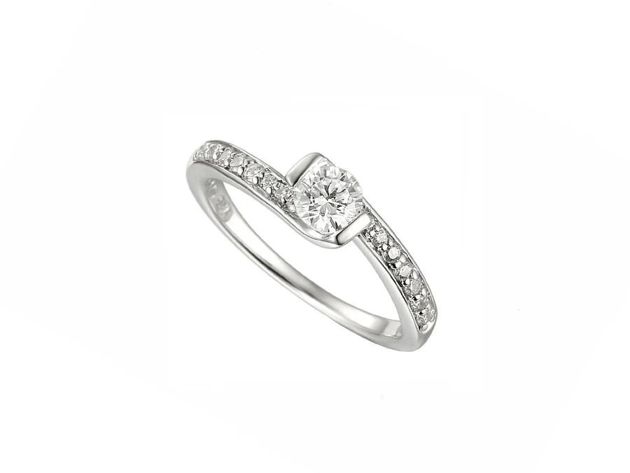 Silver and CZ Twist Ring