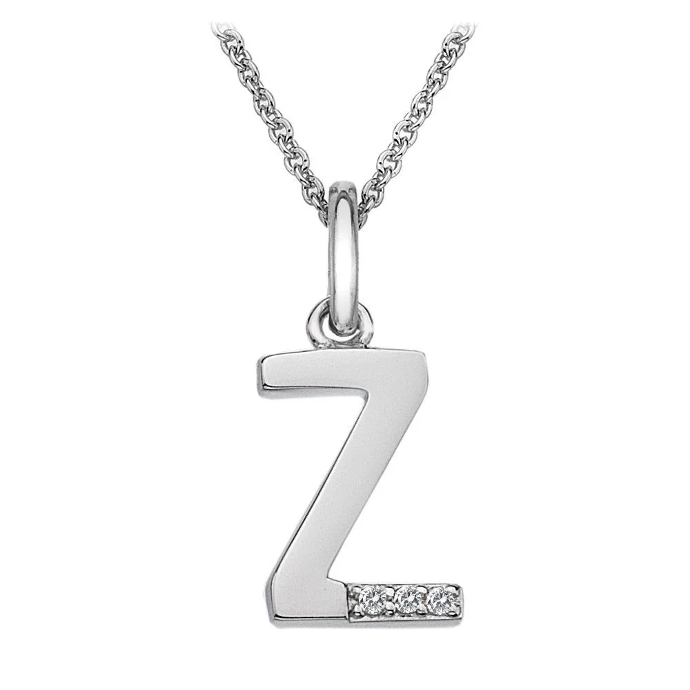 Silver and Diamond Initial Necklace - Image 25