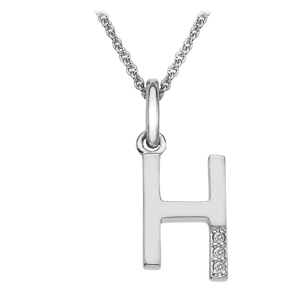 Silver and Diamond Initial Necklace - Image 8