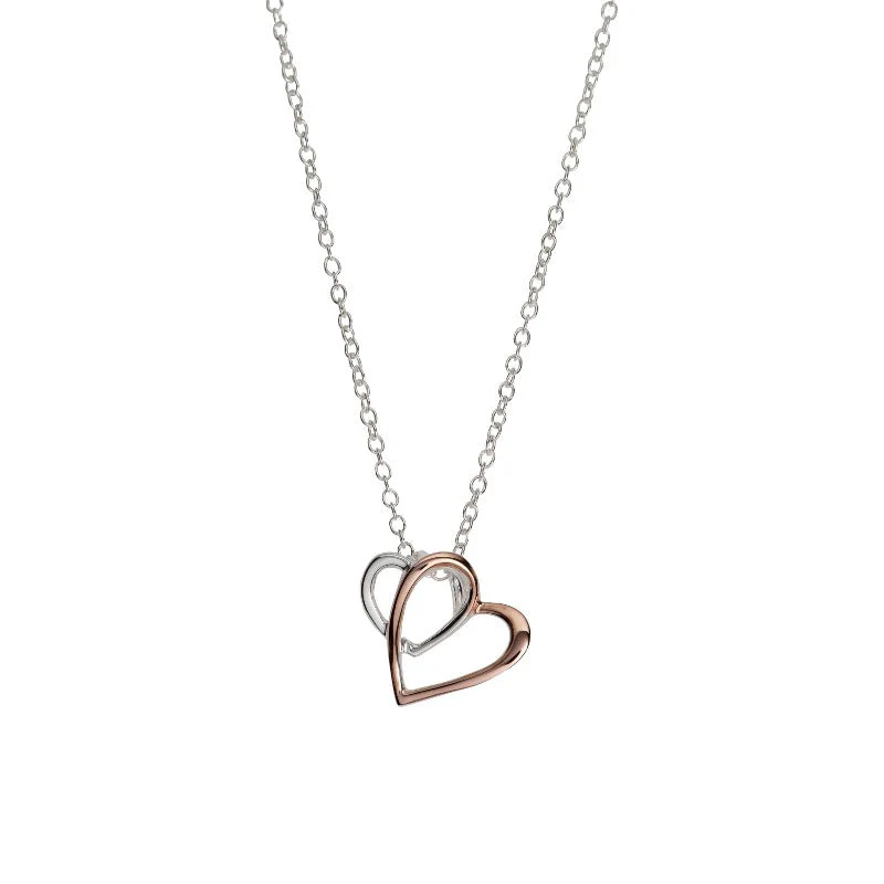 Silver and Rose Gold Double Openwork Heart Pendant