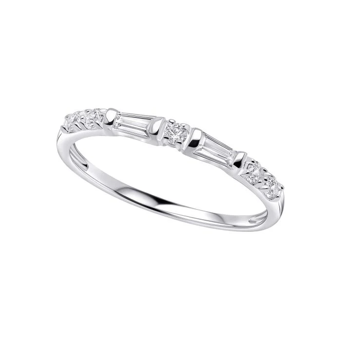 Silver Baguette Cut Half Eternity Ring