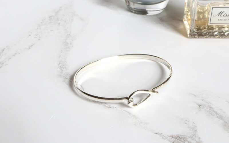 Silver Banlge with Teardrop Hook Opening - Image 2