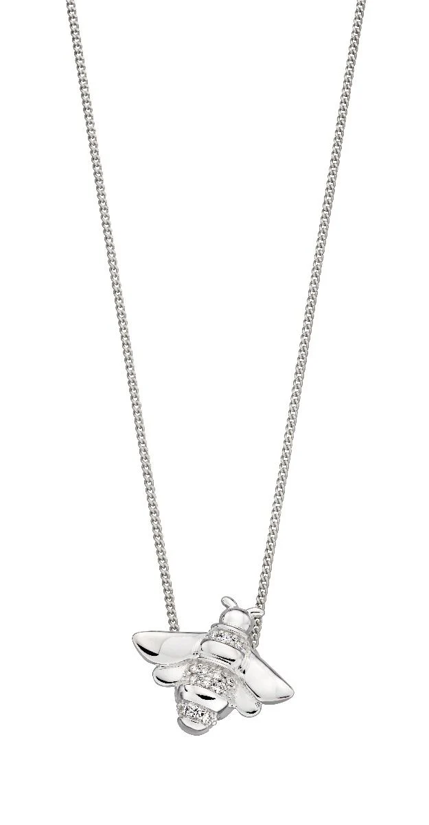 Silver Bee Pendant with CZ's