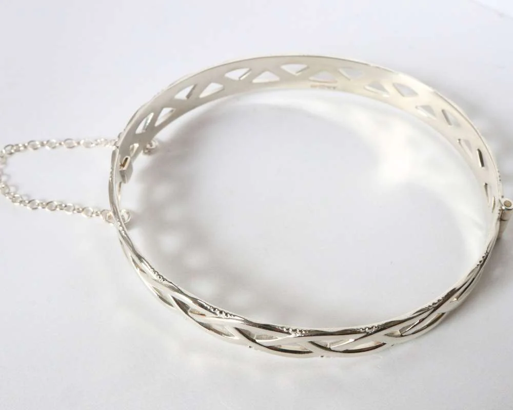 Silver Celtic Hinged Bangle - Image 2
