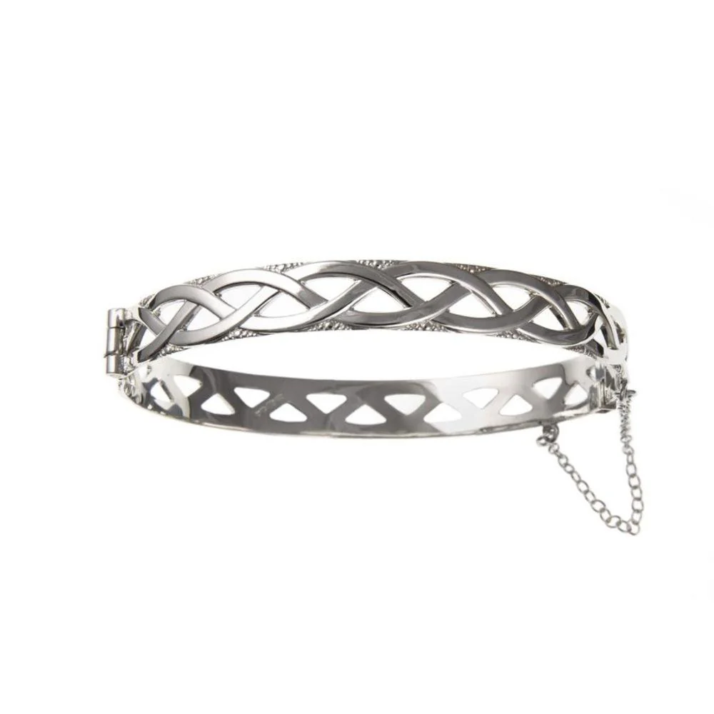 Silver Celtic Hinged Bangle - Image 3