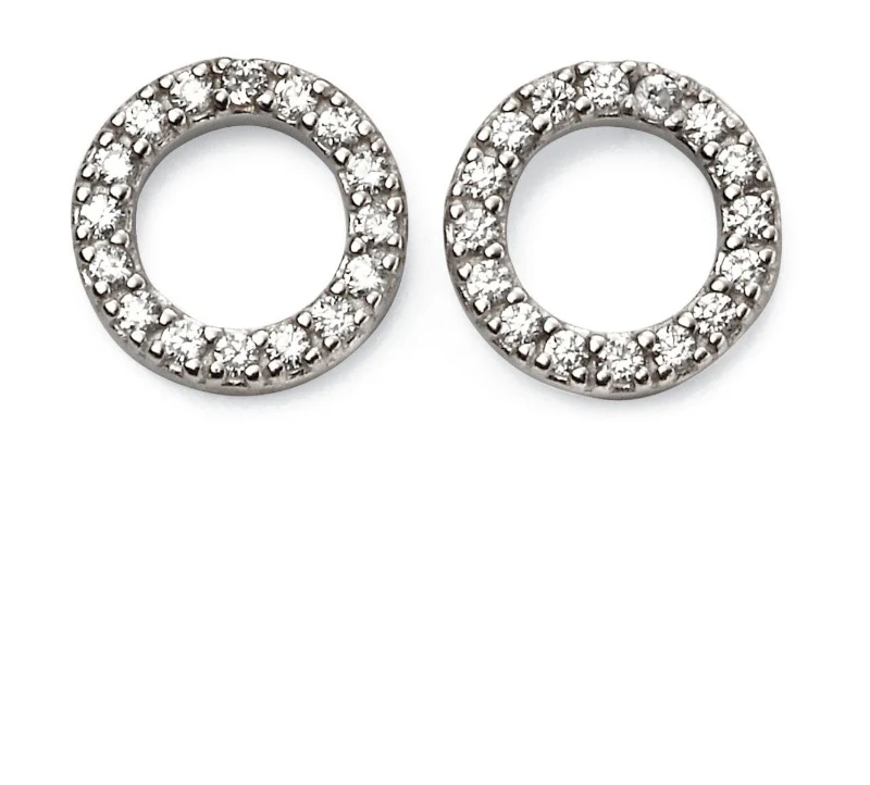 Silver Cubic Zirconia Open Circle Stud Earrings