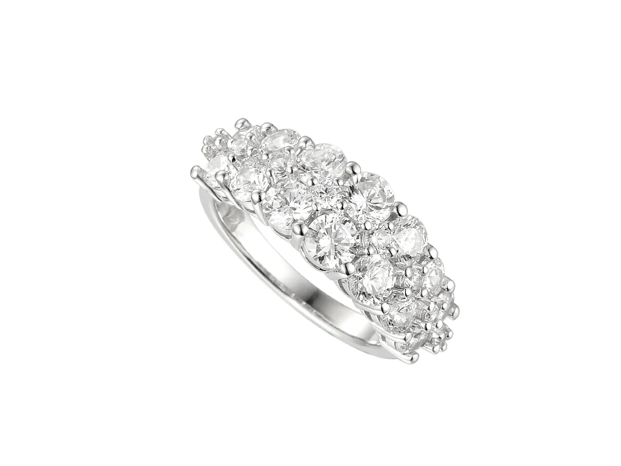 Silver and Multi Cubic Zirconia Cluster Ring