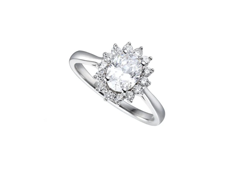 Silver CZ Oval Cluster Ring