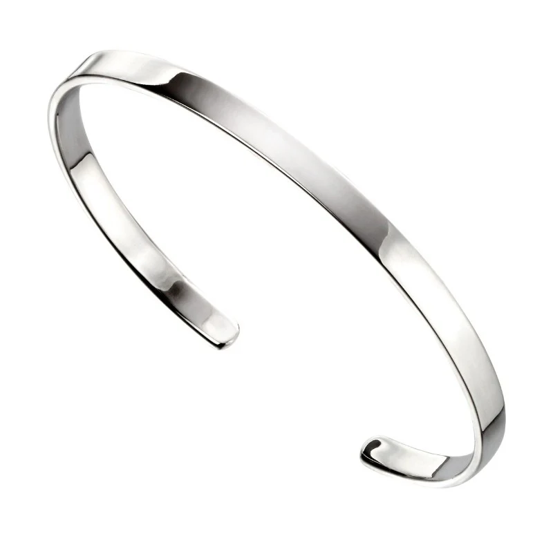 Silver Engravable Torque Bangle