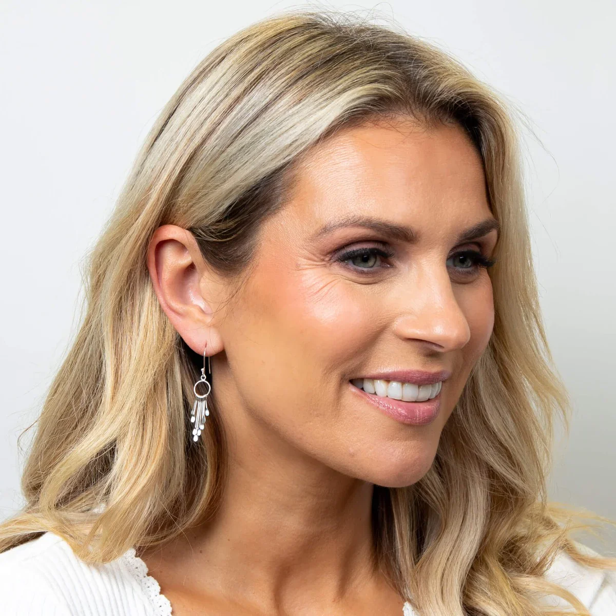 Silver Multi-Stick Drop Earrings - Image 2