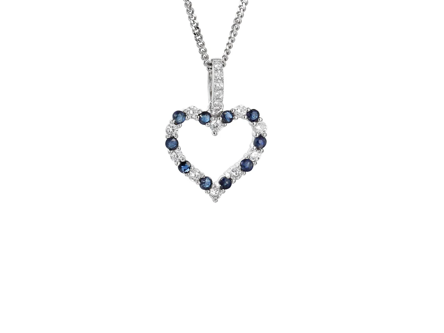 Silver Heart Pendant with Sapphires and CZ's
