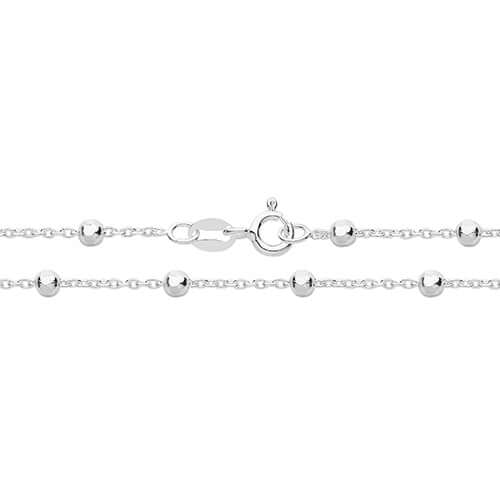 Silver Rolo and Bead Chain Anklet