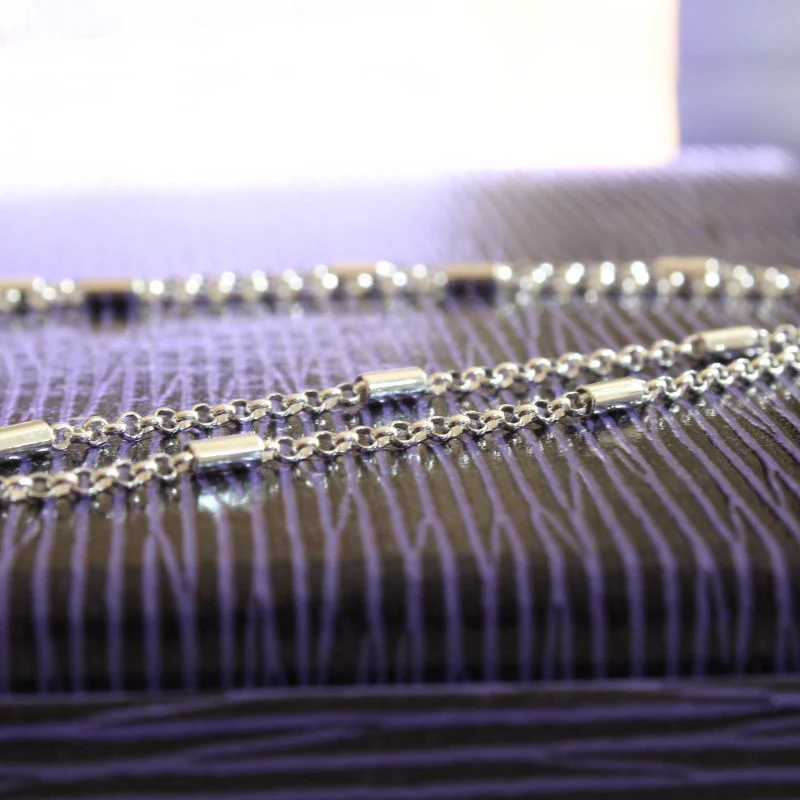 Silver Rolo and Cylinder Tube Link Chain - Image 3