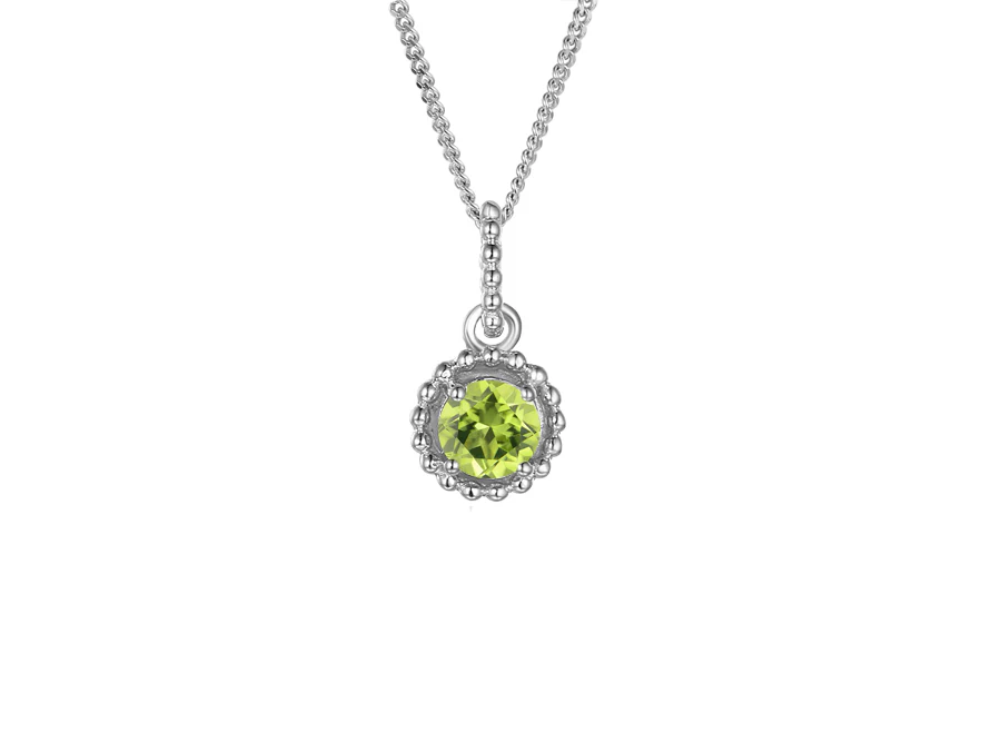 Silver Round Peridot Pendant