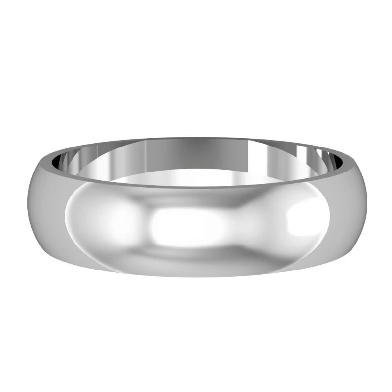 White Gold Essential 5mm D-Shape Wedding Ring