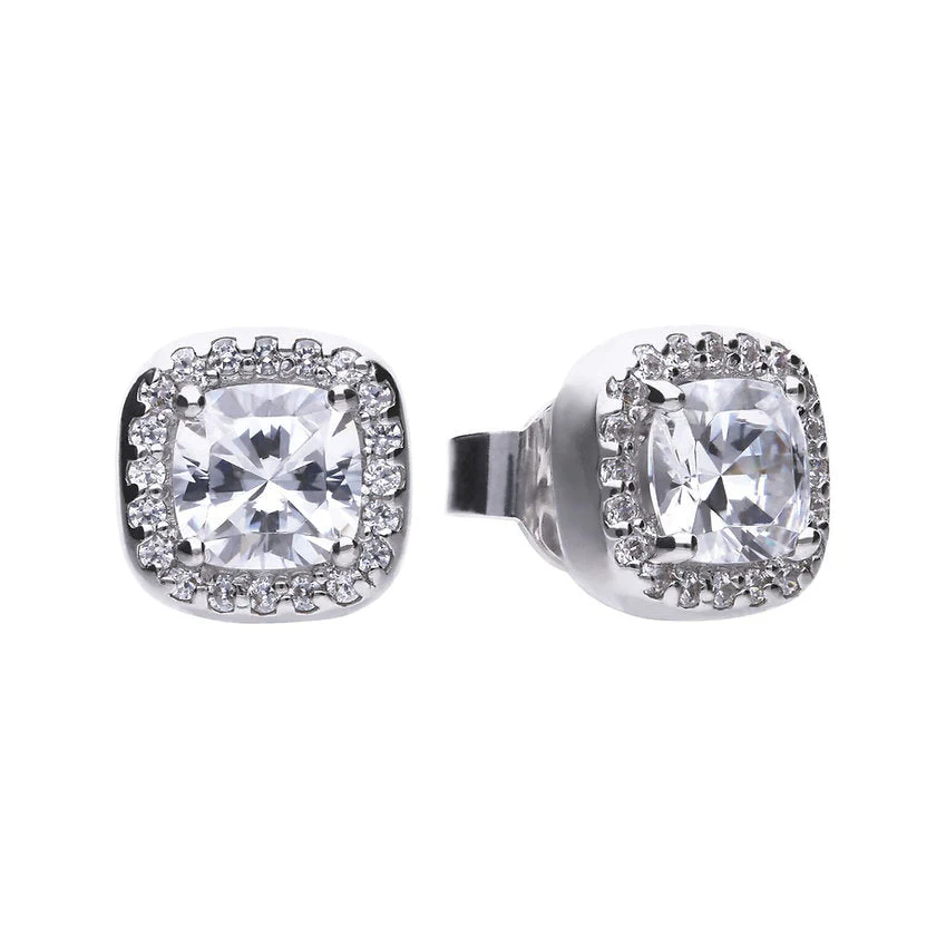 Diamonfire Square Pave Zirconia Stud Earrings
